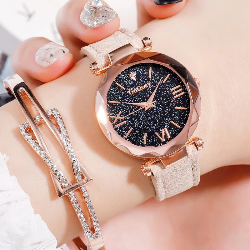 

Gogoey Ladies Watch Starry Sky Female Leather Band Quartz Wrist Watch Elegant Women Watches Bracelet Watch Montre Femme 2019