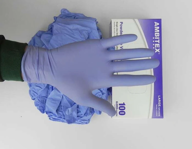 Черные одноразовые перчатки, гибкие, одноразовые, без порошка, без латексной резины, для чистки, оптом, размер L и XL(коробка 100 - Цвет: Синий