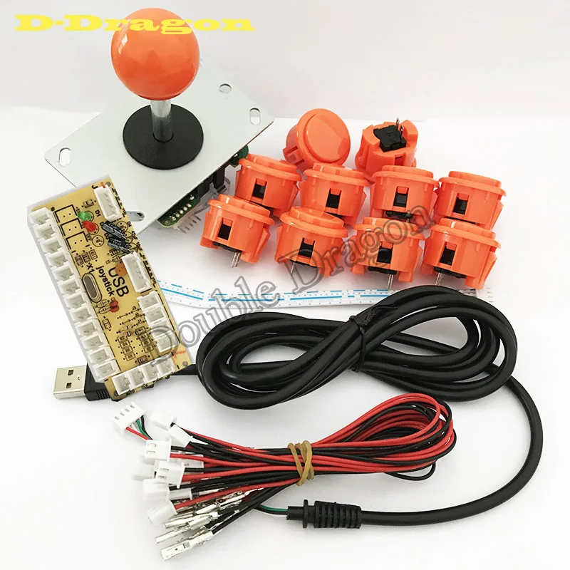 

Orange DIY Handle Arcade Set Kits Replacement Part USB Cable Encoder Board PC Joystick Push Buttons 6 Colors