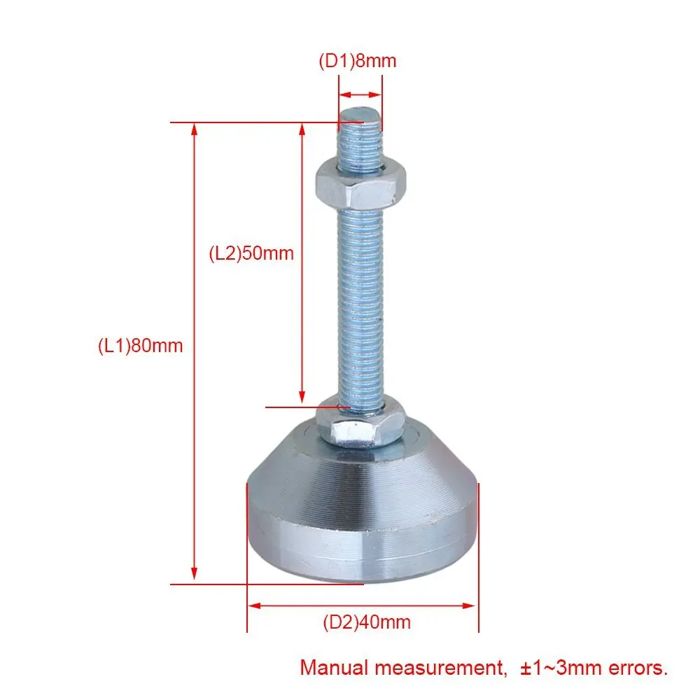 4 шт. углеродистая сталь 40 мм Диаметр M8x50mm резьба фиксированные регулируемые ножки для машинной мебели коврик для ног Максимальная нагрузка