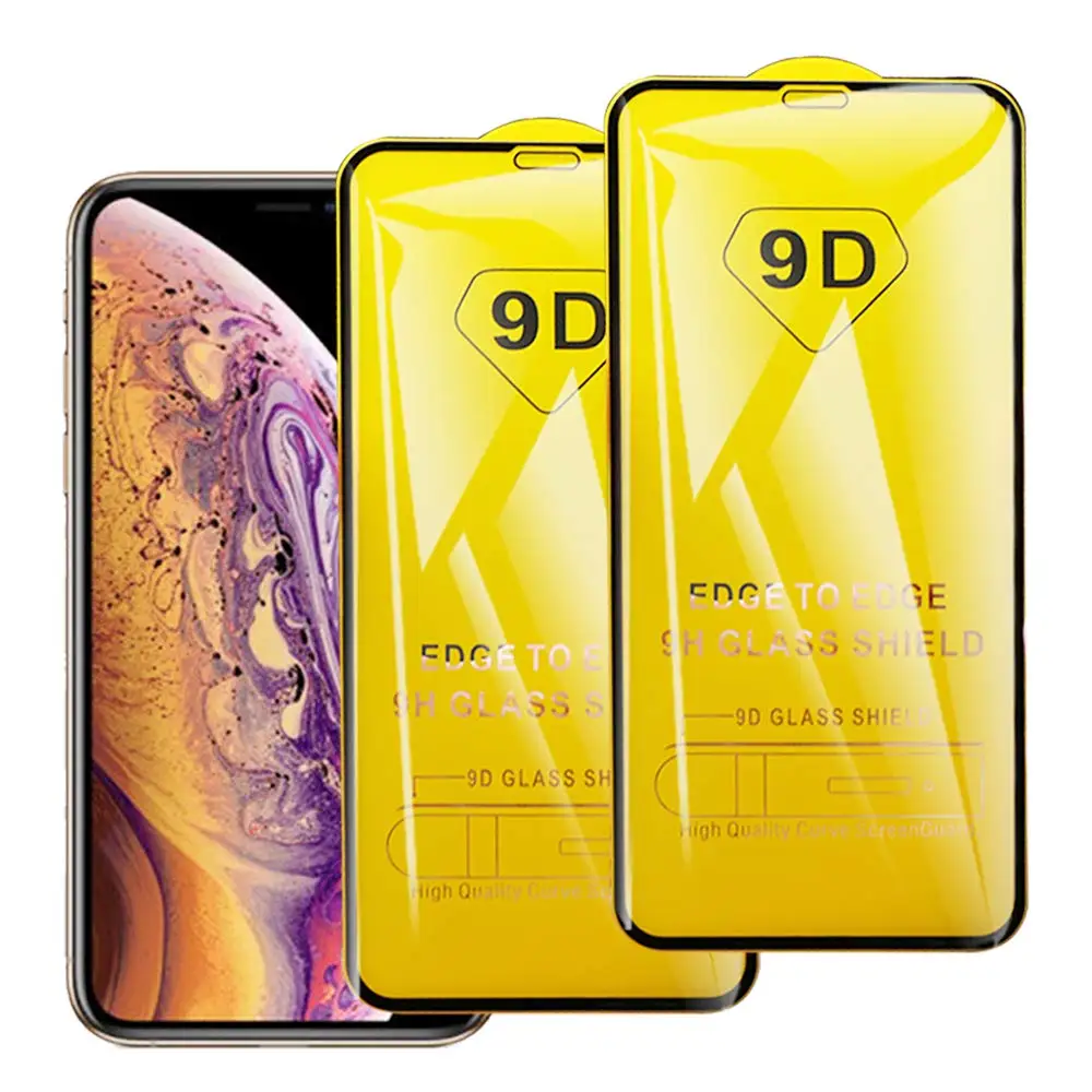 

9D Round Curved Edge Tempered Glass Full Glue Adhesive Cover Screen Protector Protective Film For iPhone X XS 6 6S 7 8 Plus