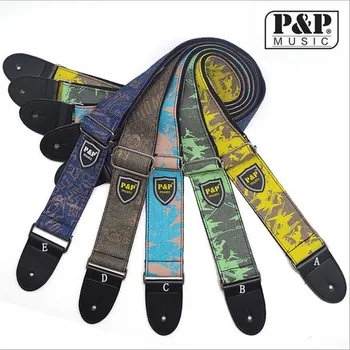 

Adjustable Guitar Belt Woven Cotton Guitar Strap with Leather Ends for Electric Acoustic Folk Guitar Comfortable S117