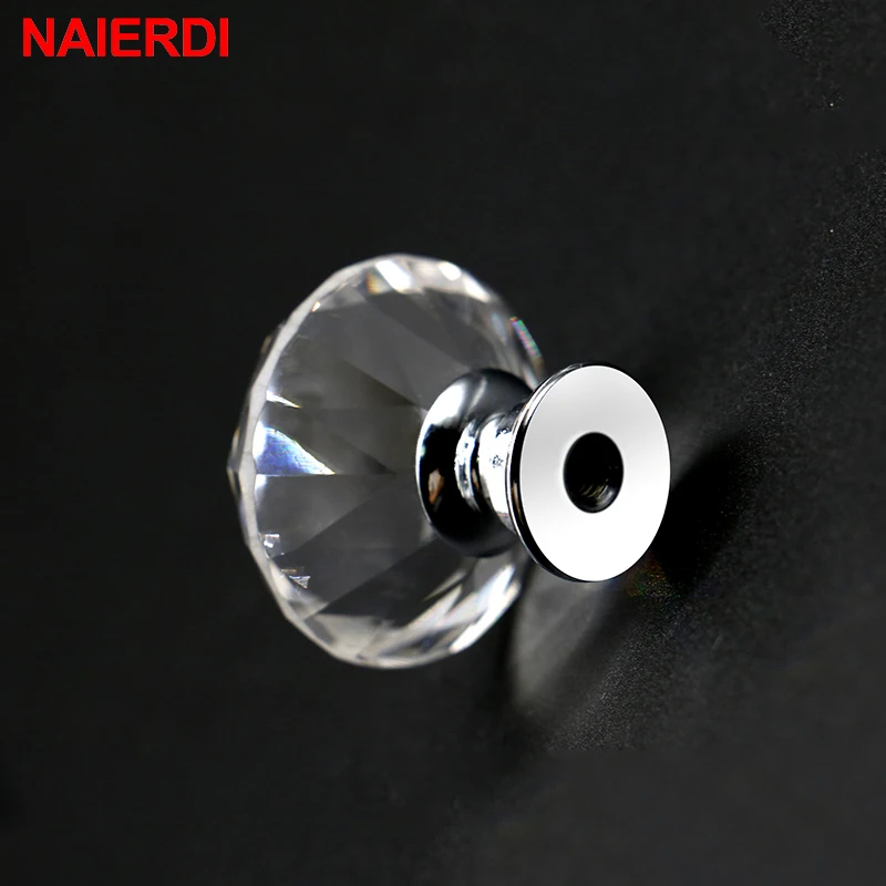 NAIERDI 20-40mm broušené sklo ovládat diamant sklo knoflíky kredenc šuplík dřít kuchyň skříň dveře šatník madla hardware