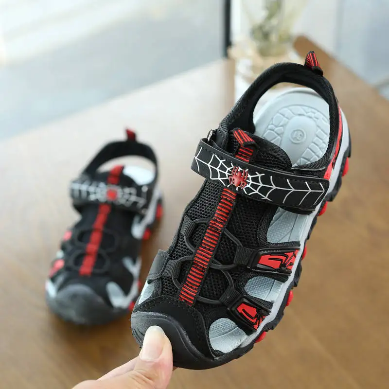 Juyouki/детские сандалии для мальчиков и девочек с человеком-пауком; дышащая детская обувь с закрытым носком; Sandalia; летние пляжные сандалии; Водонепроницаемая Обувь