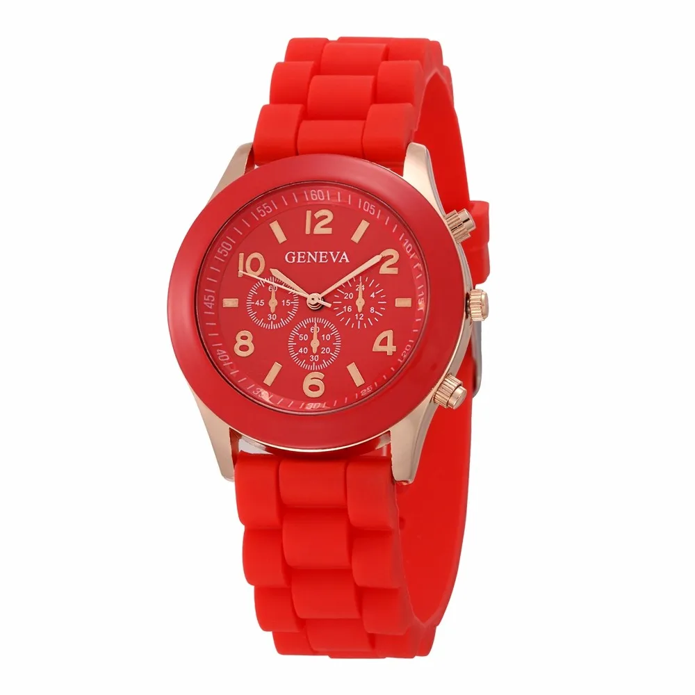 Женева бренд конфеты цветные силиконовый ремешок круглые часы Горячие Для женщин для девочек Женская одежда желе кварцевые наручные часы