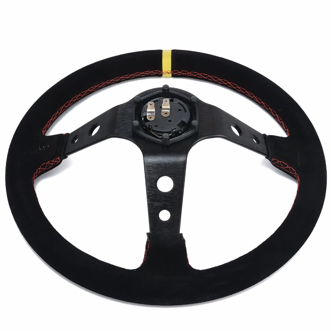 

New 350mm Racing Steering Wheel 13.8 inch Deep Dished Sport Suede Leather +Alloy Spoke Car Steering Wheel 14025