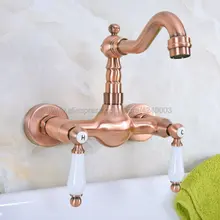 Antique Red Copper Dual Handles Bathroom Kitchen Sink Faucets Wall Mounted Swivel Spout Kitchen Mixer Taps Kna949 Antique Red Copper Dual Handles Bathroom Kitchen Sink Faucets Wall Mounted Swivel Spout Kitchen Mixer Taps Kna949