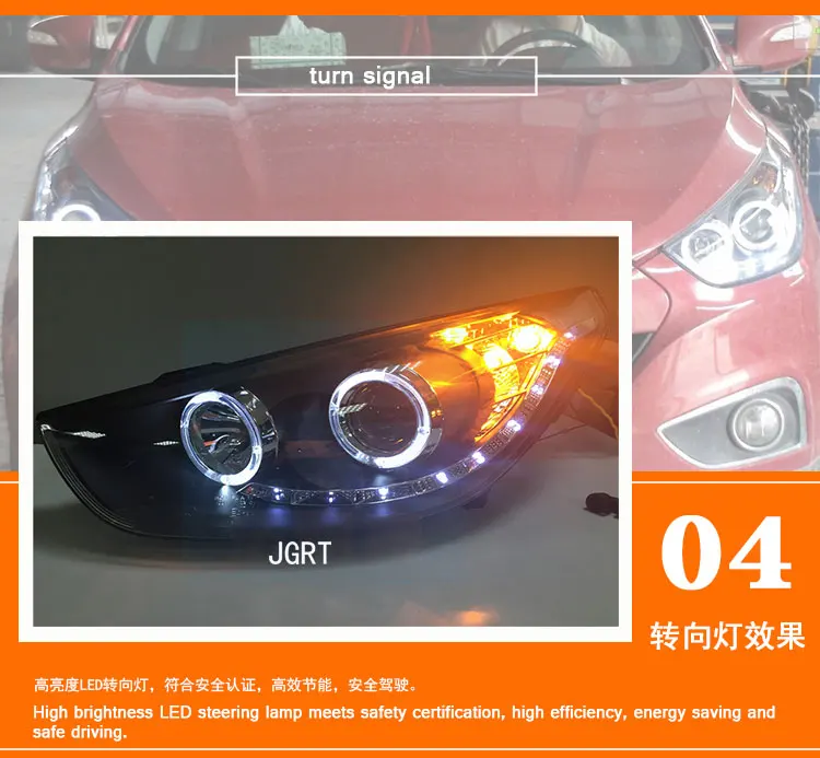 2 шт. светодиодный фары для hyundai ix35 10-13 Автомобильный светодиодный свет двойной ксеноновые линзы автомобильные аксессуары Габаритные огни противотуманных фар