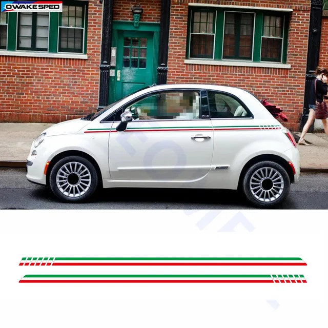 العلم الإيطالي المشارب خطوط الخصر سيارة ملصقات الباب الجسم ملصق حسب الطلب اكسسوارات السيارات الجسم لشركة فيات 500