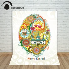 Allenjoy photography backdrops Happy Easter Eggs colorful flowers background for photos Photo background for photo studio