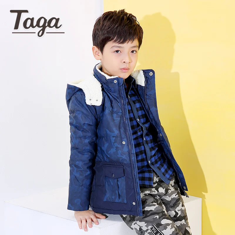 

TAGA High Quality Thicken Jackets 2017 Winter New Children Duck Warm Coat Clothing Boys Baby Hooded Down Outerwear Parkas -15 C