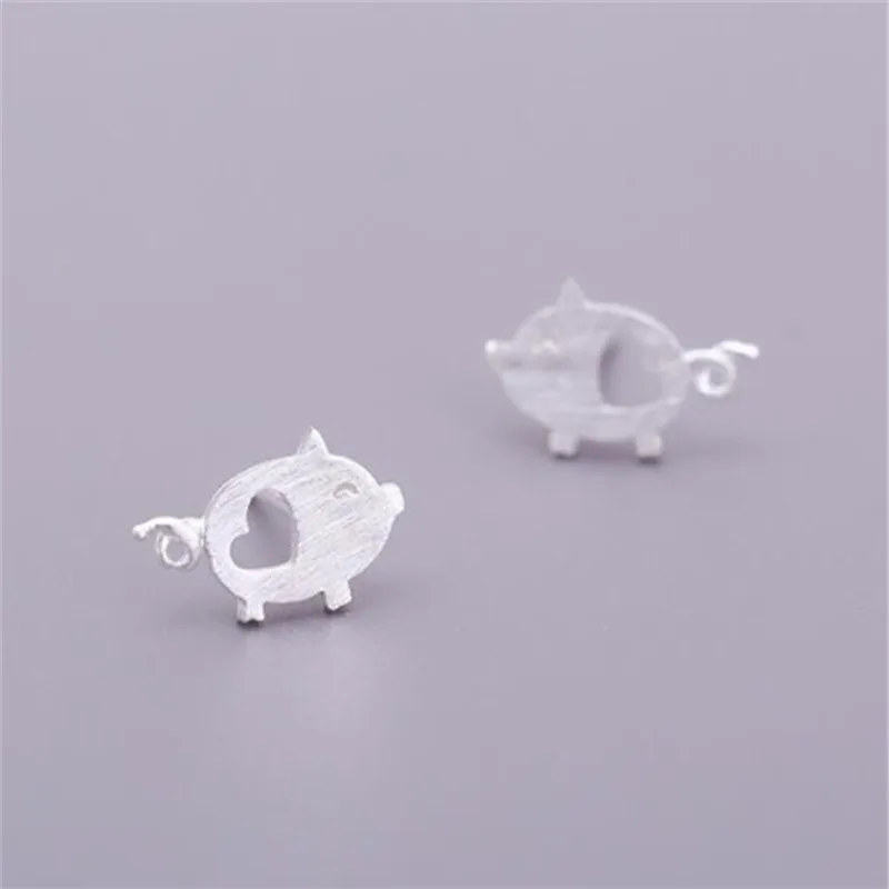 

925 sterling silver Hollow Heart Pig Stud Earrings for Women Elegant Wedding Jewelry pendientes Brincos eh908
