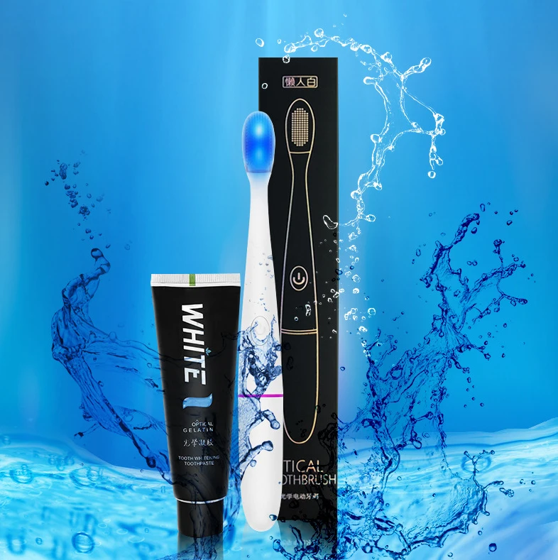 

Sonic Electric Toothbrush Optical Blue-ray Sterilization Tooth Brush Silicone Brush Head and 60g Toothpaste Teeth Whitening GeL
