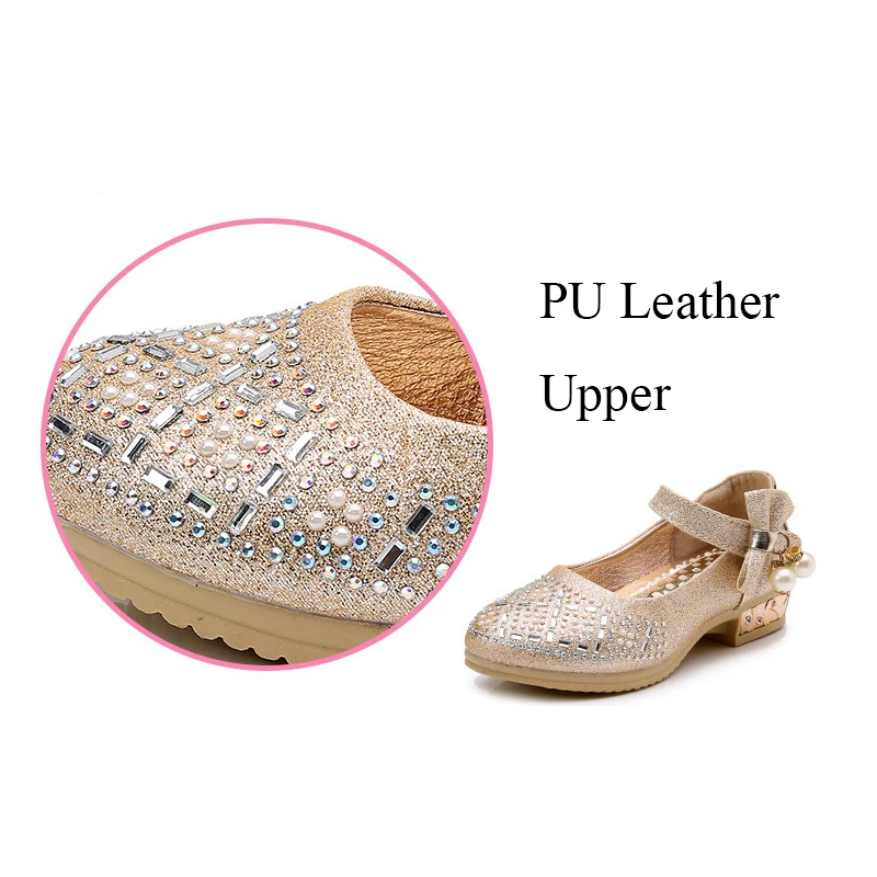 Kids High Heels Girls Shoes PU Leather Children Shoes 2019 Shining Summer Sandals Big Kids Princess Wedding Shoes for Girls