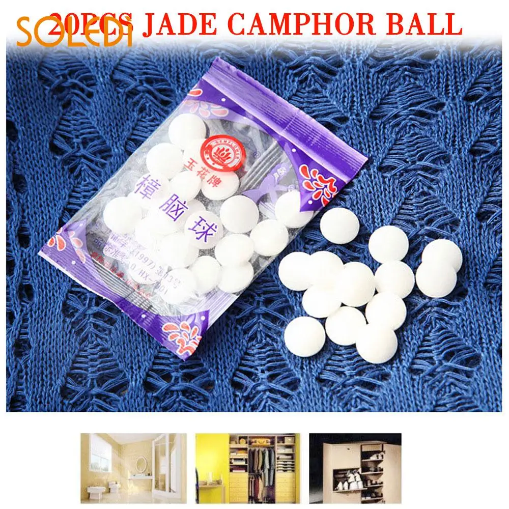 

Round Camphor Anti Moth Balls Natural Practical 20 Pcs White Wood Car Protection Repellent
