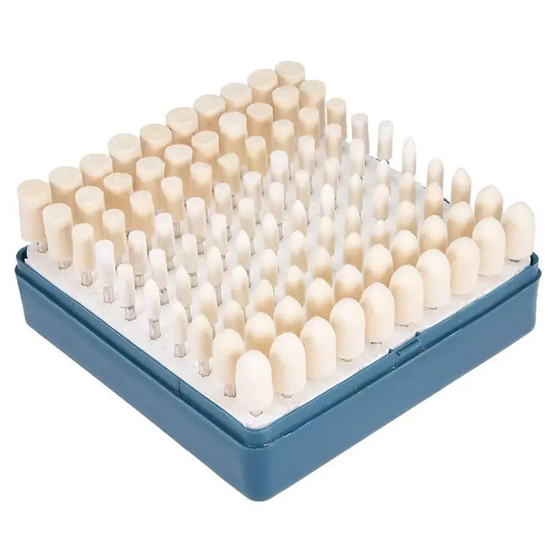 BMBY-1/8-inch Shank Wool Felt Mandrel Mounted Grinding Polishing Tool 100 in 1 Set - Цвет: White