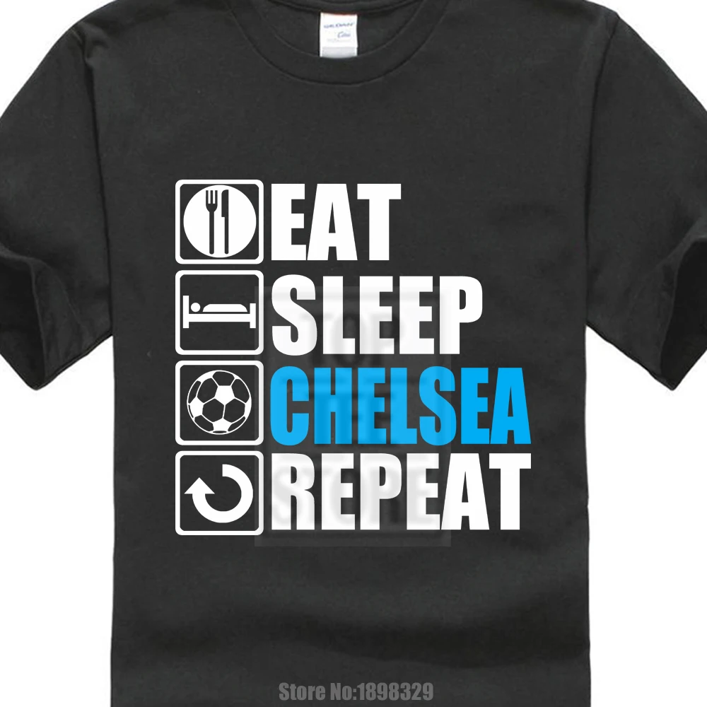 

2018 New Men'S Hipster Eat Sleep Chelsea Design Men'S Cotton Short Sleeve Tee Summer Popular T Shirts