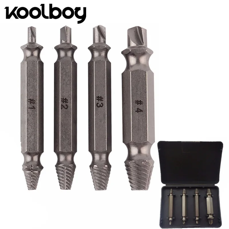 Koolboy 4Pcs/set Screws Remove Demolition Tools Extractor Drill Bit Set