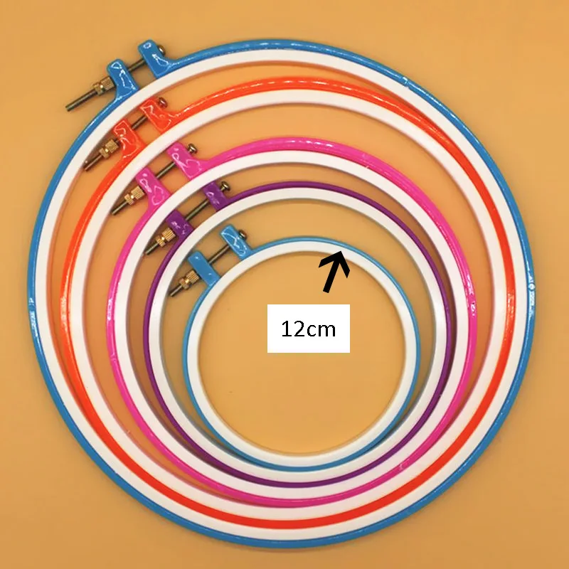 Кольцо для вышивки крестиком, круглая петля, ручная работа, сделай сам, игла, Крафт, деревянная пластиковая рама, бытовой инструмент для шитья, случайный цвет - Цвет: 12cm