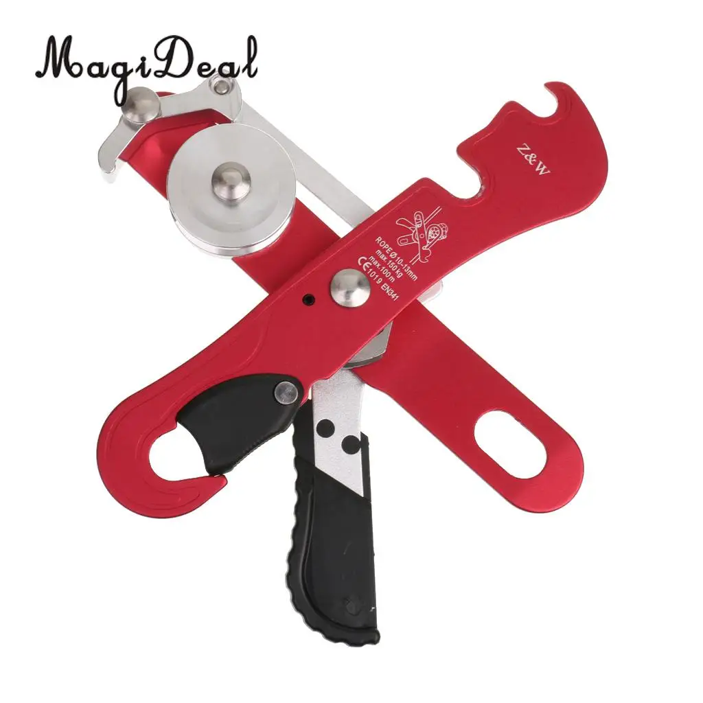 

Rock Climbing Self Braking Stop Descender Belay Rappelling Abseiling Gear for Camping Hiking Exploring Engineering Protection