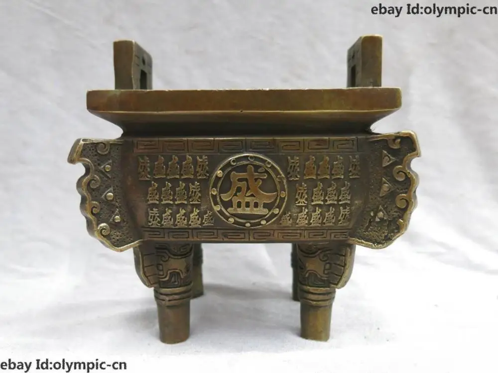 

DS China brass copper Flourishing age Ding pot Incense Burner censer Statue