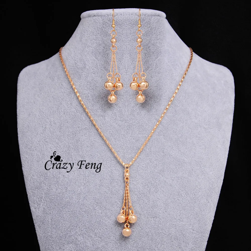 Женский ювелирный комплект из колье и серёг золотистого цвета|set necklace earring|necklace