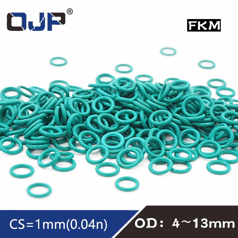 

10PC/lot Rubber Ring Green FKM O ring Seal 1mm Thickness OD4/5/6/7/7.5/8/9/10/11/12/13mm Rubber O-Rings Gasket Rings Fuel Washer