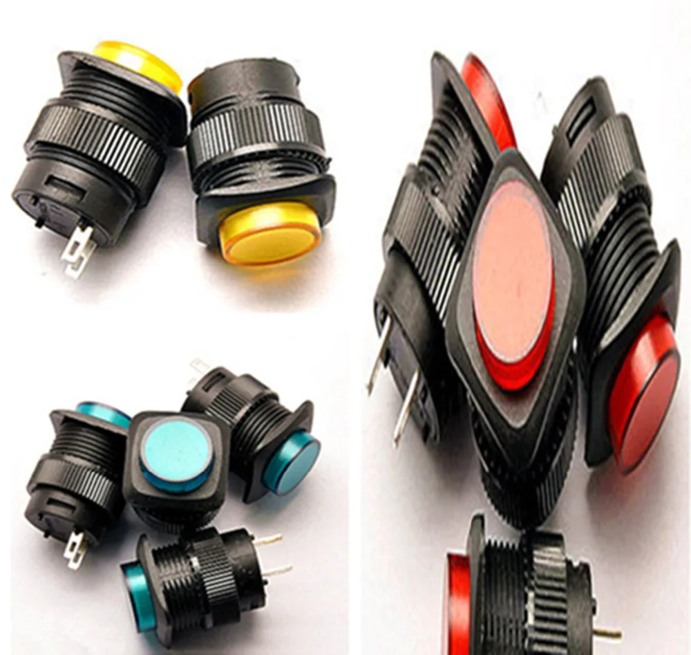 1PCS R16 504B Without Lock ON/OFF Self Reset Push Button Switch 2 PIN