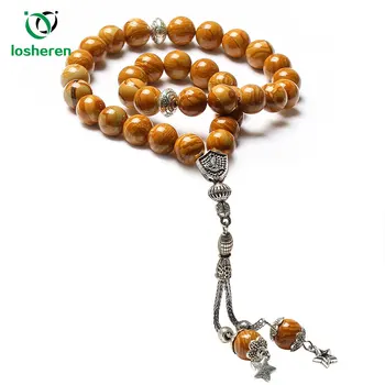 

LOSHEREN Silver Plated Tasbih Islam Rosary 33 beads Luxury Bracelet Eid Gift For Muslim Prayer Beads Man's Misbaha Tesbih