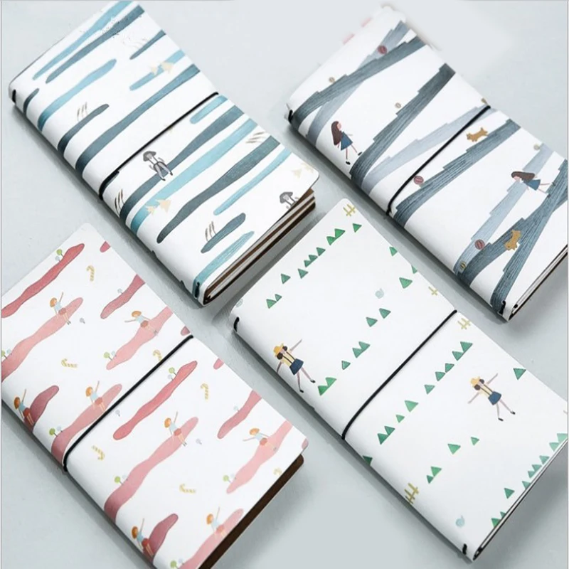 2 PCS Soft PU Cover Music Notebooks with Elastic Cord Bullet Journal Writing Memo For Travel Diary Planner Pocket Book Girl Gift