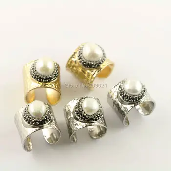 

Fashion ~ 6Pcs Rhinestone Crystal Rings , Pearl Ring Jewelry Finding