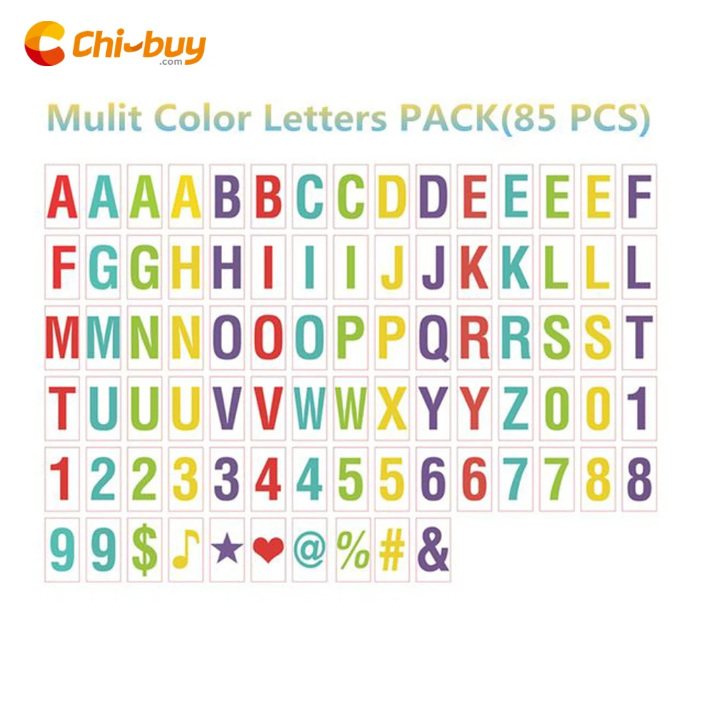 

CHIBUY Mulit Color Letters Symbols & Glyphs & Numbers Card FOR A4 Size Cinematic Light box( Include 85pcs)