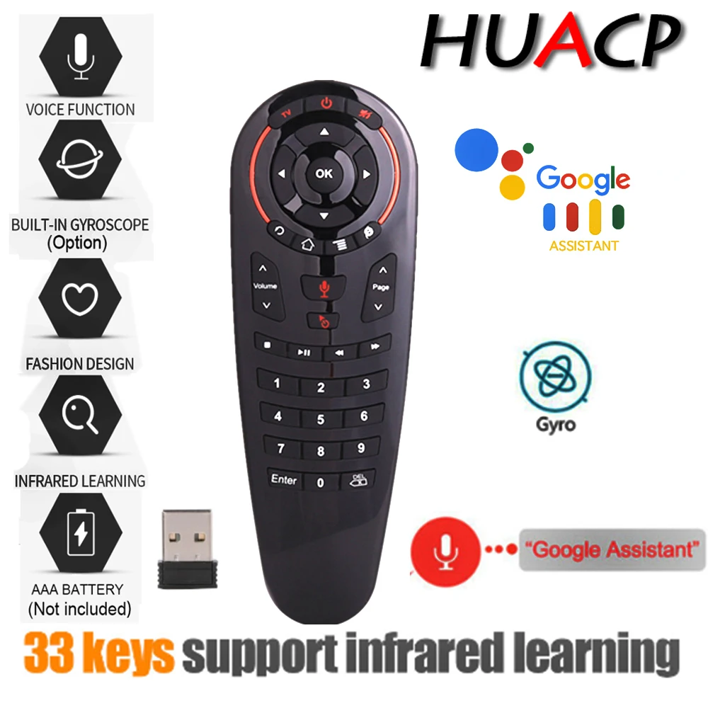Comprar Huacp G30 Air Mouse Control remoto 2,4G de voz inalámbrica Universal 33 IR de las llaves programa Aprendizaje Gyro inteligente para Android tv box PC