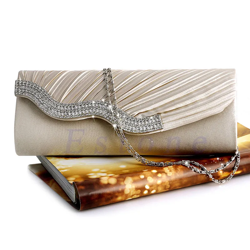2017 العلامة التجارية جديد أزياء الحرير Diamnate مطوي كريستال مساء حزب حقيبة يد الزفاف الفاصل محفظة Crossbody الصلبة غلق بمشبك