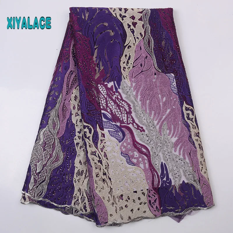 Кружева ручной работы нигерийские бисером африканская кружевная ткань французская кружевная ткань высокого качества Кружева Тюль для вечерние платья YA2671B-1