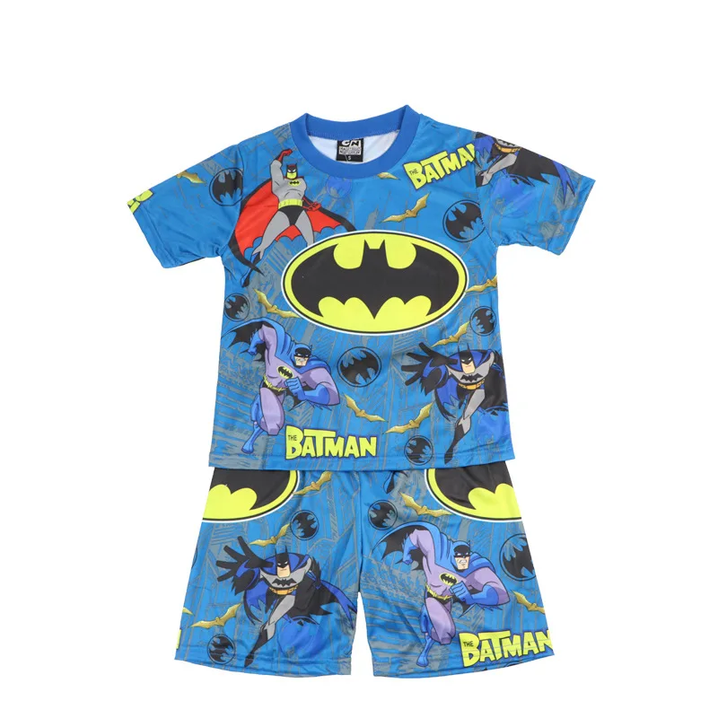 Одежда для мальчиков Новинка 2019 г. летние набор Batman дети мультфильм Супермен с принтом футболка короткими рукавами + шорты супергероя 2 шт