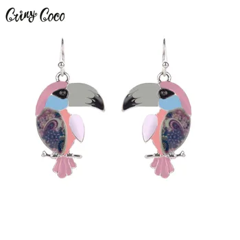 

New arrival Big Zinc Alloy Cute Parrot Drop Earrings Hip Hop Animal Bird Parrot Earrings Fashion Women Jewelry