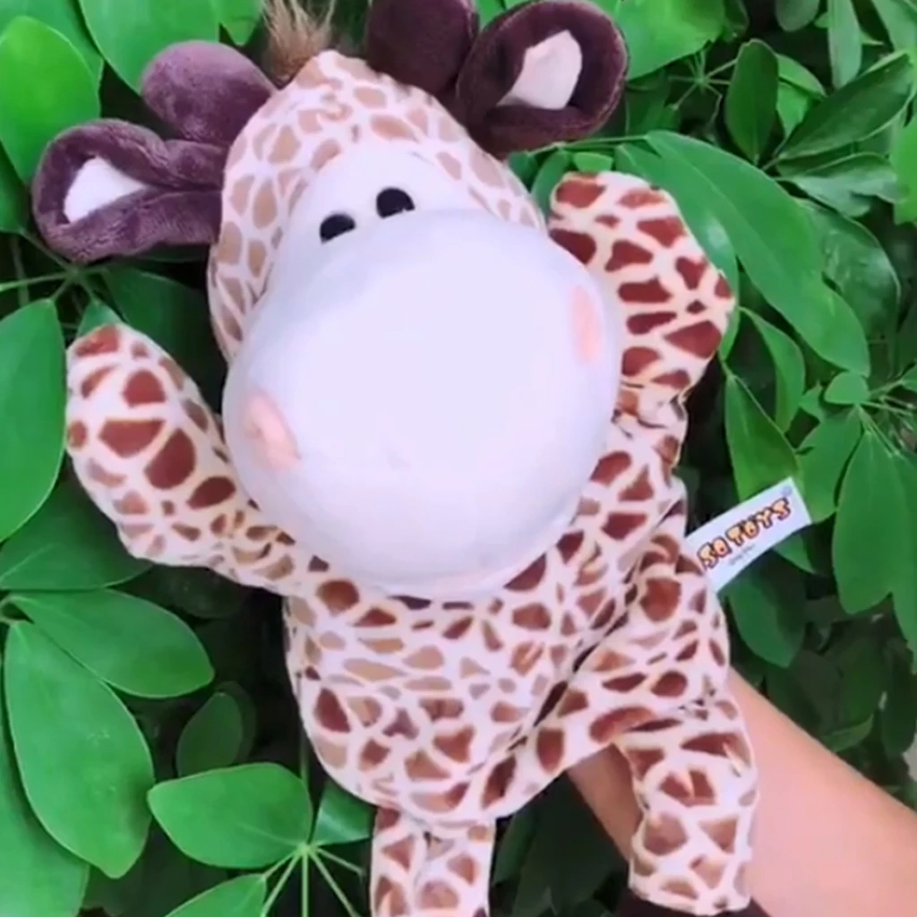 Soft Plush Animal Hand Puppet Glove Puppet Kids Toddler Pretend Playing Toy Farm Animal Pet Doll Christmas Gift  - Giraffe