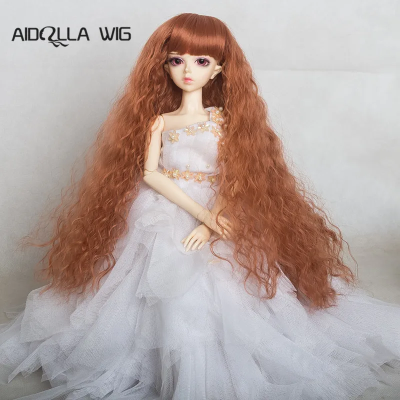 

Free Shipping Heat Resistant High Temperature Wire Super Long Hair brown Color Doll Wigs for 1/4 1/3 BJD doll accessories