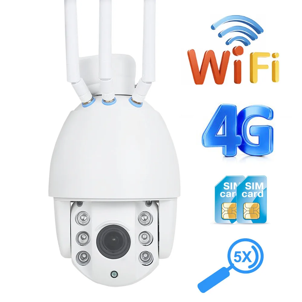 ZILNK внешняя 3G 4G Wi Fi IP камера SIM карта 1080P 5x Автоматический зум PTZ купольная