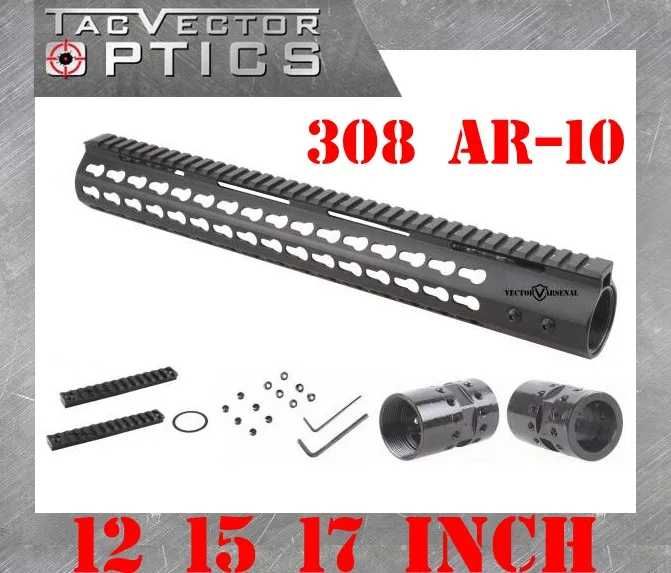 

Tactical .308 Slim KeyMod 12 15 17 Inch High Profile Handguard Picatinny Rail Mount Bracket Steel Barrel Nut fit AR10 308