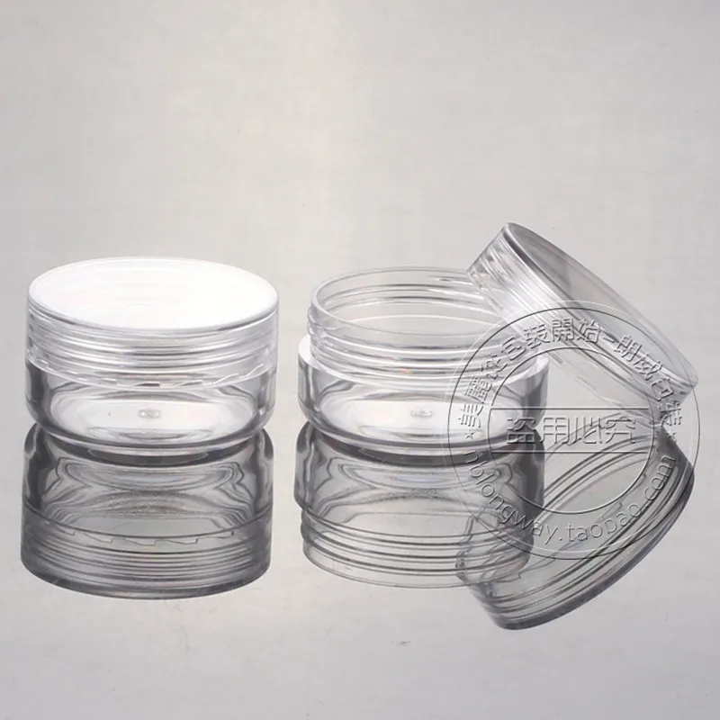 100PCS/LOT-10G Cream Jar Clear Plastic Cosmetic Eye Shadow Canister Flat Angle Screw Caps Empty Sample Nail Art Box | Красота и
