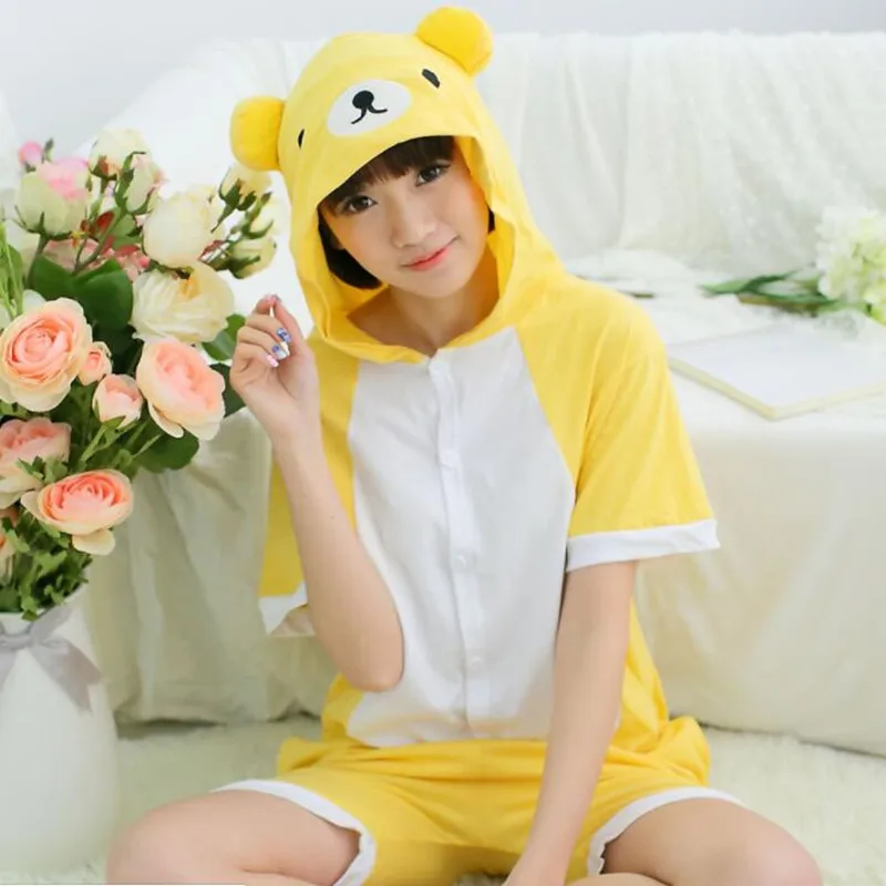 

Rilakkuma Summer for Adults Cartoon Animal Cotton Onesies Pajamas Jumpsuit Hoodies Cosplay Costumes for Adult