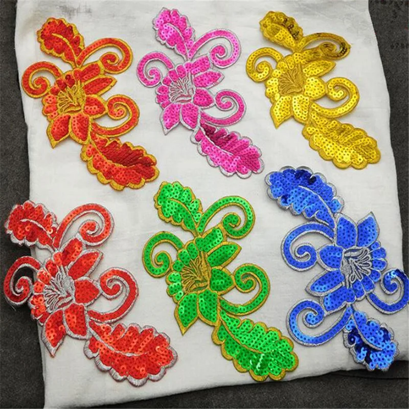 2pc Sequins Floral Applique Clothing Embroidery Embroidered Applique