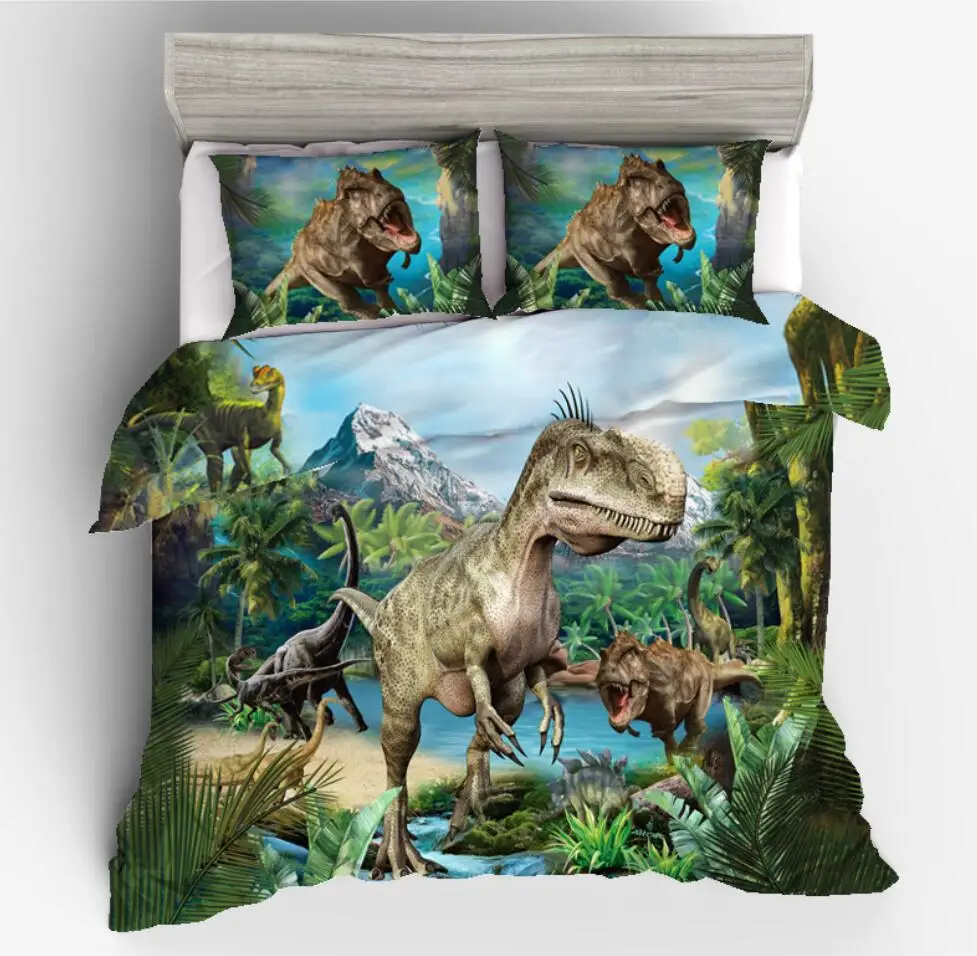 3D постельное белье с изображением динозавров для детей возрастом от 2/3 шт. один двойной queen King пододеяльник постельное белье Комплект постельного белья(нет лист без начинки - Цвет: 1