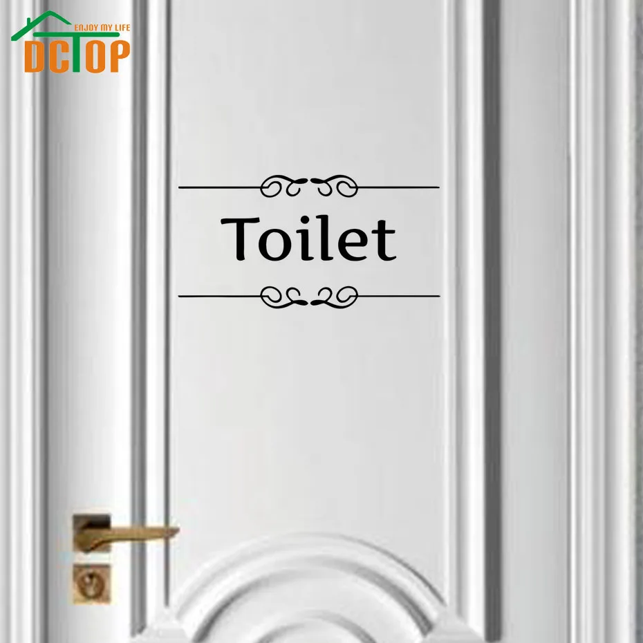 

DCTOP Sign Of Toilet Wall Stickers Adhesive Door Decal For Bathroom Wash Room Toilet Vinyl Wall Decals Words Design Mural