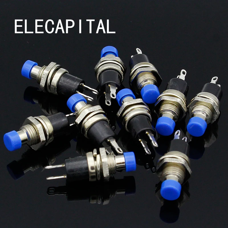 

10pcs NO Normally Open Mini Momentary Spring Return Push Button Switches Blue