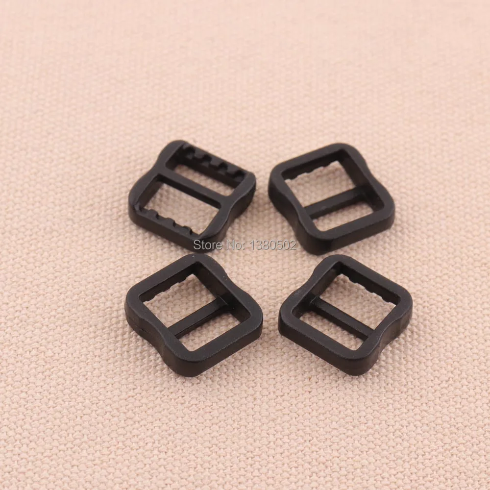 50PCS/lot small size black color plastic Tri Glide Slider Adjustable Buckle for Bags bing
