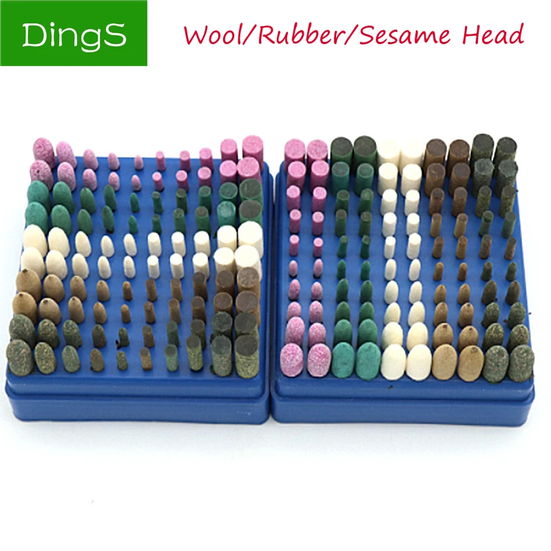 

100pcs/set 5 Assorted Mounted Point Stone Rubber Polishing Grinding Head Wheel Wool Felt 3mm Shank Electric Dremel Rotary Drill