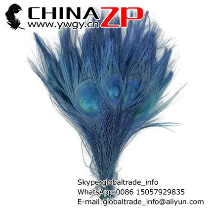

CHINAZP Factory Size 25-30cm 500pcs/lot Cheap Wholesale Full Eye Dyed Navy Peacock Feathers Bulk